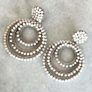 Handwoven Gold Crochet And Embroidered Lightweight Crystal Statement Earrings