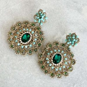 Handwoven Gold Crochet, Tatting And Embroidered Lightweight Crystal Statement Earrings