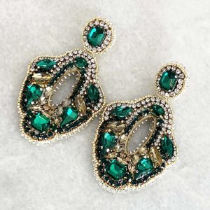 Hand Embroidered, Lightweight Crystal Statement Earrings