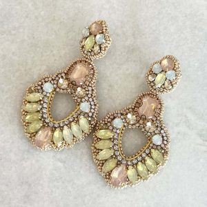 Hand Embroidered, Lightweight Crystal Statement Earrings
