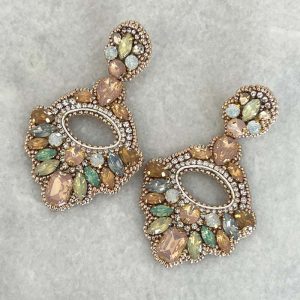 Hand Embroidered, Lightweight Crystal Statement Earrings