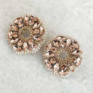 Handmade Lightweight Rose Gold Crystal Button Earrings