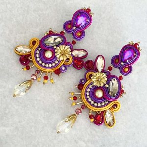 Multicoloured Murano Crystals Handmade Statement Earrings