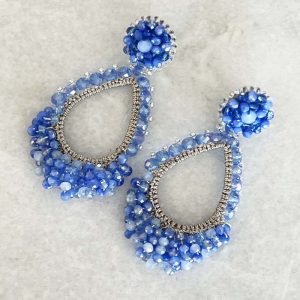 Handwoven Gold Crochet And Embroidered Lightweight Crystal Statement Earrings