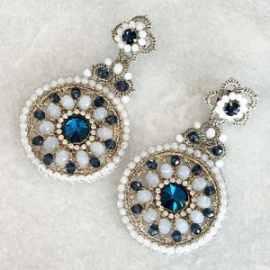 Handwoven Gold Crochet, Tatting And Embroidered Lightweight Crystal Statement Earrings