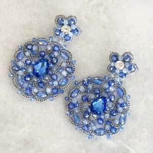 Handwoven Silver Crochet, Tatting And Embroidered Lightweight Crystal Statement Earrings