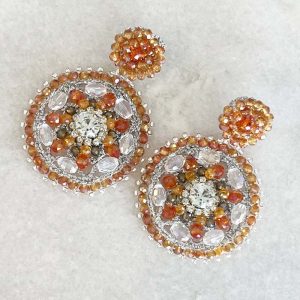 Handwoven Silver Crochet And Embroidered Lightweight Crystal Statement Earrings