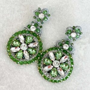 Handwoven Silver Crochet, Tatting And Embroidered Lightweight Crystal Statement Earrings