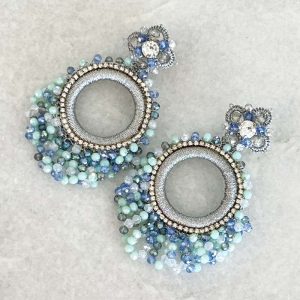 Handwoven Silver Crochet, Tatting And Embroidered Lightweight Crystal Statement Earrings