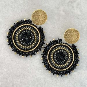 Black Handmade Crystal Earrings