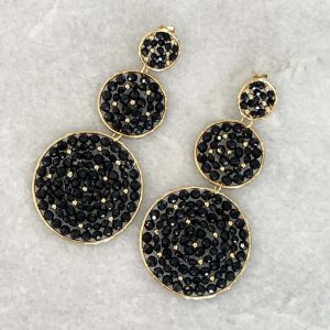 Black Handmade Crystal Earrings