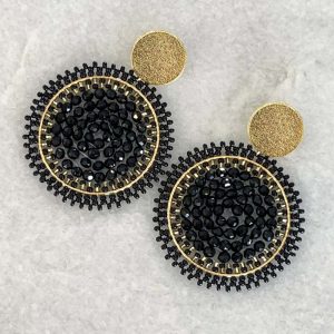 Black Handmade Crystal Earrings