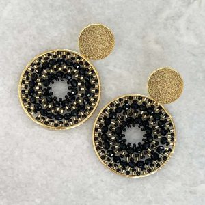 Black Handmade Crystal Earrings