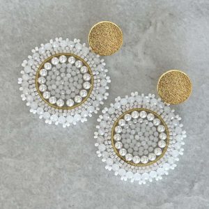 White Handmade Crystal Earrings