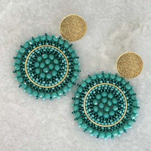 Turquoise Green Handmade Crystal Earrings
