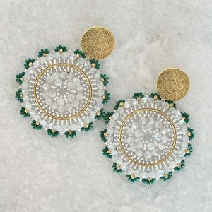 Green Handmade Crystal Earrings