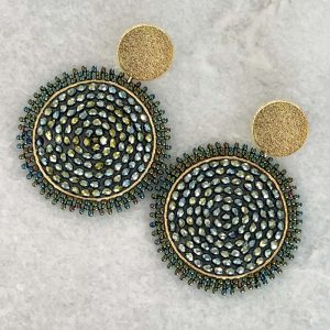 Green Handmade Crystal Earrings