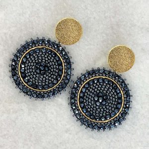 Gunmetal Grey Handmade Crystal Earrings