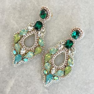 Handmade Lightweight Green Crystal Statement Earrings