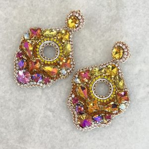 Handmade Lightweight Multicoloured Crystal Statement Earrings
