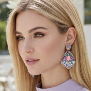 Handmade Lightweight Multicoloured Crystal Statement Earrings