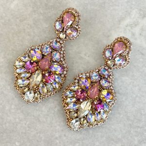 Handmade Lightweight Pink Crystal Statement Earrings