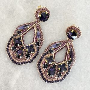 Handmade Lightweight Purple Crystal Statement Earrings