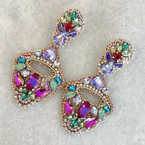 Handmade Lightweight Multicoloured Crystal Statement Earrings