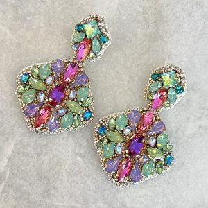 Handmade Lightweight Multicoloured Crystal Statement Earrings