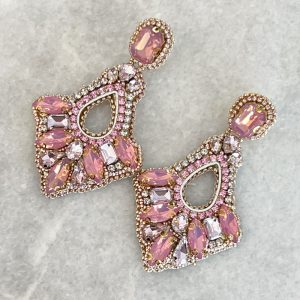 Handmade Lightweight Pink Crystal Statement Earrings