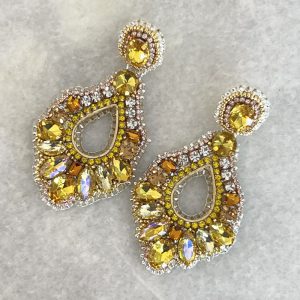 Handmade Lightweight Yellow Crystal Statement Earrings