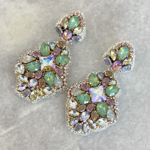 Handmade Lightweight Multicoloured Crystal Statement Earrings