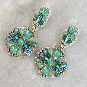 Handmade Lightweight Green Crystal Statement Earrings