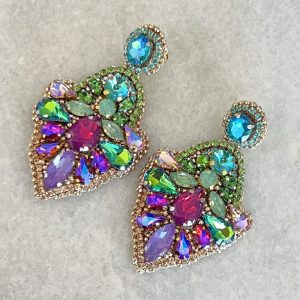 Handmade Lightweight Multicoloured Crystal Statement Earrings