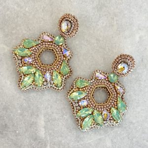 Handmade Lightweight Green Crystal Statement Earrings
