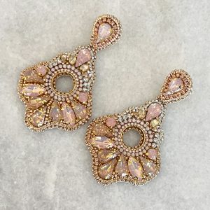 Handmade Lightweight Pink and Rose Gold Crystal Statement Earrings