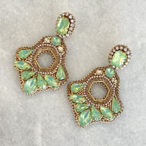 Handmade Lightweight Green Crystal Statement Earrings