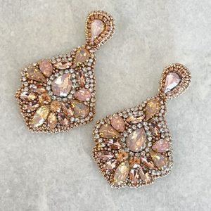 Handmade Lightweight Pink and Rose Gold Crystal Statement Earrings