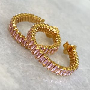 Handmade Lightweight Pink Crystal Statement Earrings