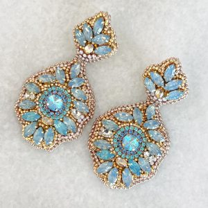 Handmade Lightweight Blue Crystal Statement Earrings