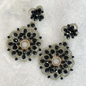 Handwoven Gold Crochet, Tatting And Embroidered Lightweight Crystal Statement Earrings