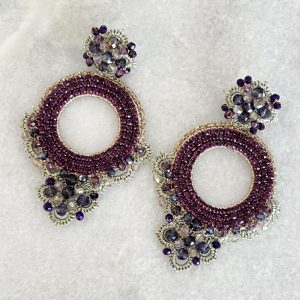 Handwoven Gold Crochet, Tatting And Embroidered Lightweight Crystal Statement Earrings