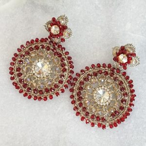 Handwoven Gold Crochet, Tatting And Embroidered Lightweight Crystal Statement Earrings
