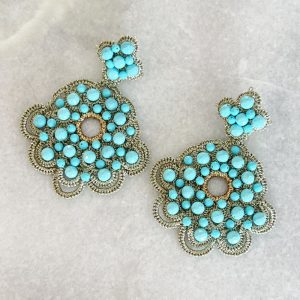 Handwoven Gold Crochet, Tatting And Embroidered Lightweight Crystal Statement Earrings