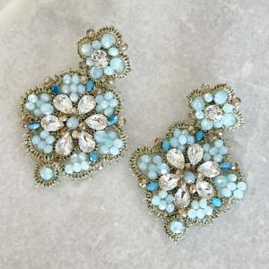 Handwoven Gold Crochet, Tatting And Embroidered Lightweight Crystal Statement Earrings