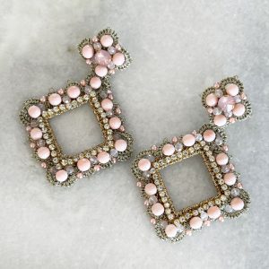 Handwoven Gold Crochet, Tatting And Embroidered Lightweight Crystal Statement Earrings