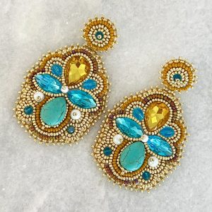 Handmade Lightweight Multicoloured Crystal Statement Earrings