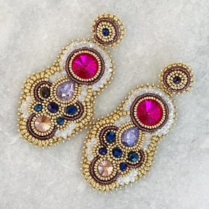 Handmade Lightweight Multicoloured Crystal Statement Earrings