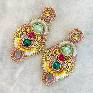 Handmade Lightweight Multicoloured Crystal Statement Earrings
