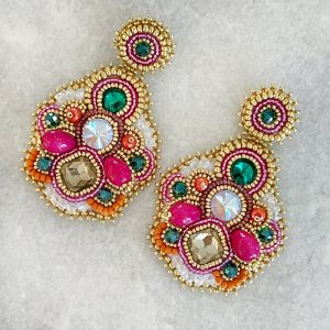 Handmade Lightweight Multicoloured Crystal Statement Earrings
